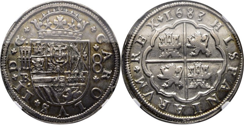 CARLOS II. Segovia. 8 reales. 1683. BR. Tres barras en Aragón. Cy7596. Oxidación...