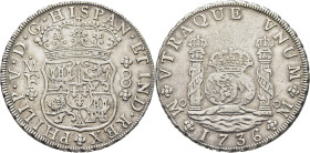 FELIPE V. Méjico. 8 reales. 1736. MF. EBC/EBC-. Buen duro con atractivo resplandor