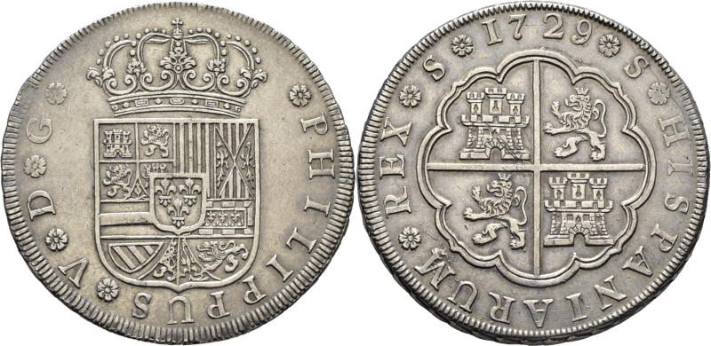 FELIPE V. Sevilla. 8 reales. 1729. Sin ensayador. Cy9322. Ligeramente limpiada. ...