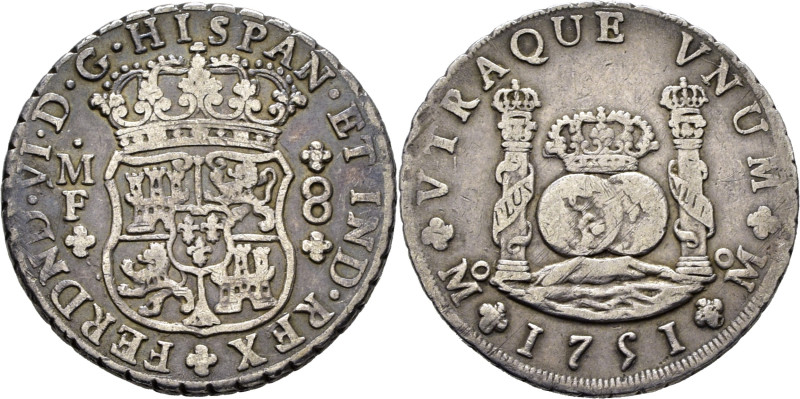 FERNANDO VI. Méjico. 8 reales. 1751. MF. Cy10565. 26´59 g. MBC. Tono, sobre todo...