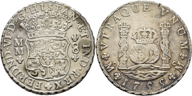 FERNANDO VI. Méjico. 8 reales. 1755. MM. Cy10606. Limpiada. Leves rayitas. 27´17...