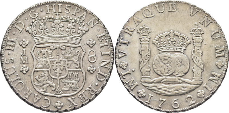 CARLOS III. Lima. 8 reales. 1762. JM. Sin punto en la ceca derecha. Cy no cita. ...