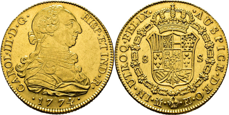 CARLOS III. Madrid. 8 escudos. 1774. PJ sin punto entre las siglas. Cy12854. Mar...