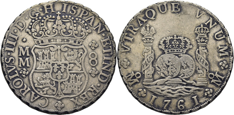 CARLOS III. Méjico. 8 reales. 1761. MM. Cy11893. 26´79 g. Golpe en canto. MBC+