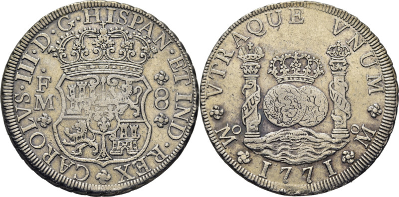CARLOS III. Méjico. 8 reales. 1771. FM. Cy11990. 26´96 g. Algo limpiada. Marquit...