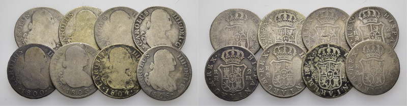 CARLOS IV. Madrid. 2 reales. 1790, 93, 95, 99, 1800, 03, 04 y 06. MF y FA. Cy135...