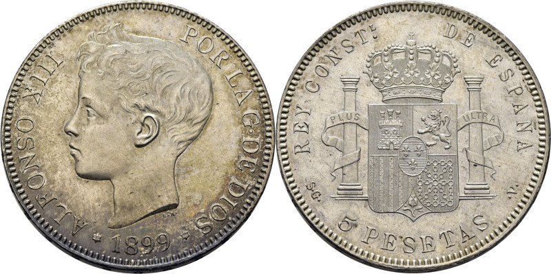 ALFONSO XIII. 5 pesetas. 1899*18-99. SGV. Cy17648. Alguna leve y suave fina rayi...