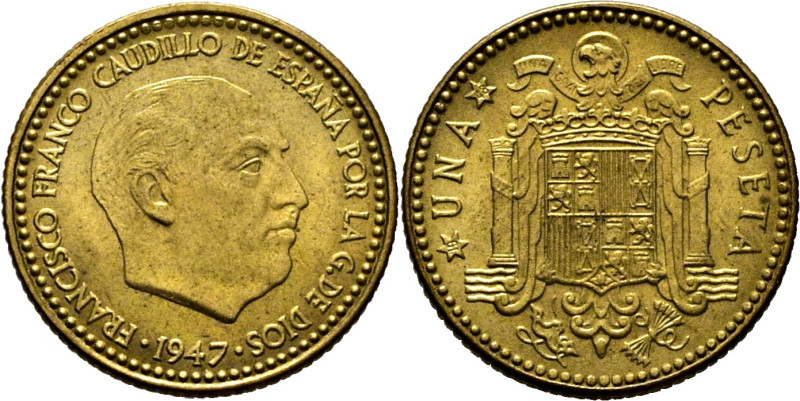 ESTADO ESPAÑOL. 1 peseta. 1947*19-48. Cy17798. Alguna ínfima motita sin importan...