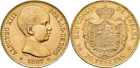 ESTADO ESPAÑOL. Alfonso XIII. 20 pesetas. 1887*19-62. PGV. Reacuñación oficial. SC-