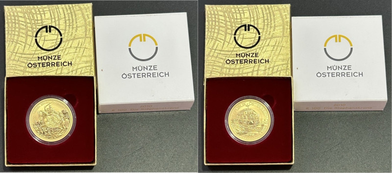 AUSTRIA. 100 euro. 2010. Corona de Stephan. LN menciona en pág 326. En su caja y...