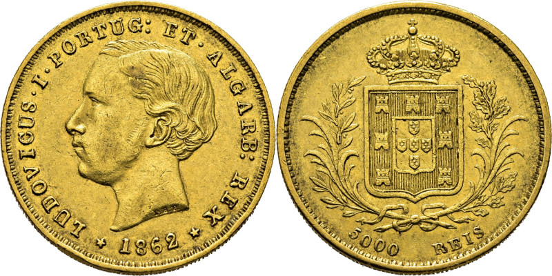 PORTUGAL. Luis I. 5.000 reis. 1862. Gom.15.01. K508. F150. 8´8 g. Golpecito en c...