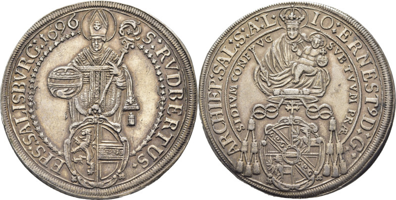 SALZBURGO. Juan Ernesto. Thaler. 1696. K254 (-350$). 29´10 g. Algo frotada. EBC....