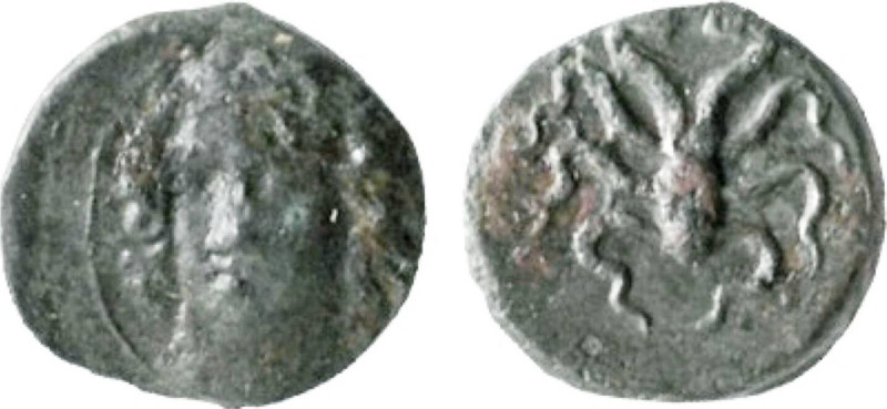 SICILIA - SIRACUSA (405-397 a.C.) DIONISIO I - AE 15 gr.2,0 - D/Testa di Ninfa f...