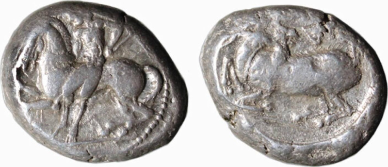 CILICIA - KELENDERIS ( Circa 430-420 a.C.) NOMOS gr.10,9 -D/Giovane nudo, con in...