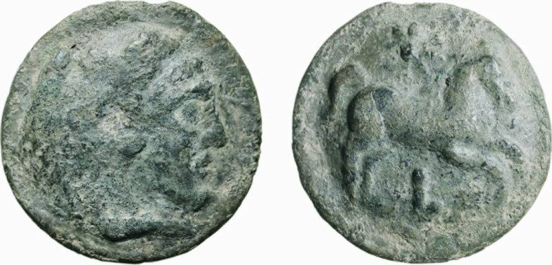 APULIA - LUCERIA (circa 217-212 a.C.) ASSE gr.62 -D/Testa di Ercole con copricap...