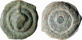 UMBRIA - IGUVIUM (circa 220 a.C.) ONCIA gr.16,8 - Ø mm.25,8 -D/Su disco circolare soprelevato il grappolo d'uva R/Entro cerchio incuso un globetto, si...