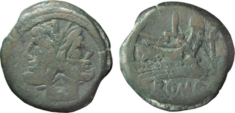 ROMA - ANONIME (209-208 a.C.) ASSE gr.27,4 - D/Testa bifronte di Giano R/Prora a...