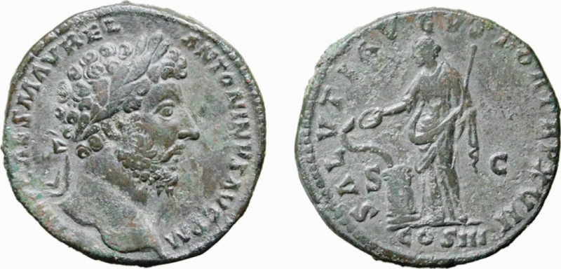 MARCAURELIO (161-180) SESTERZIO gr.23 - Zecca Roma -D/Busto laureato a d. IMP CA...