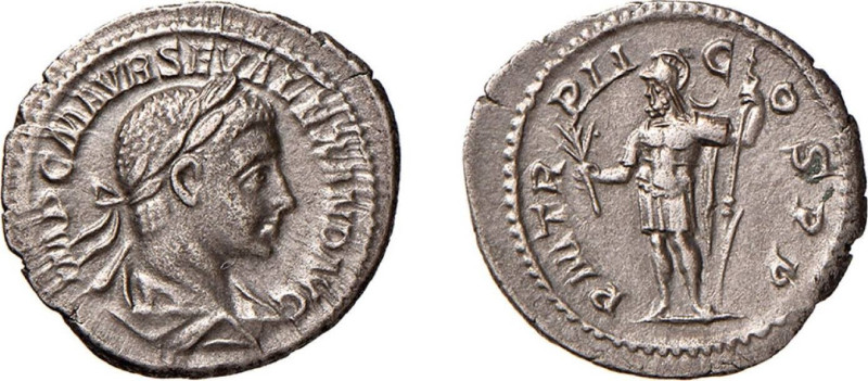 ALESSANDRO SEVERO (222-235) DENARIO - D/Busto drappeggiato e laureato a d. IMP C...