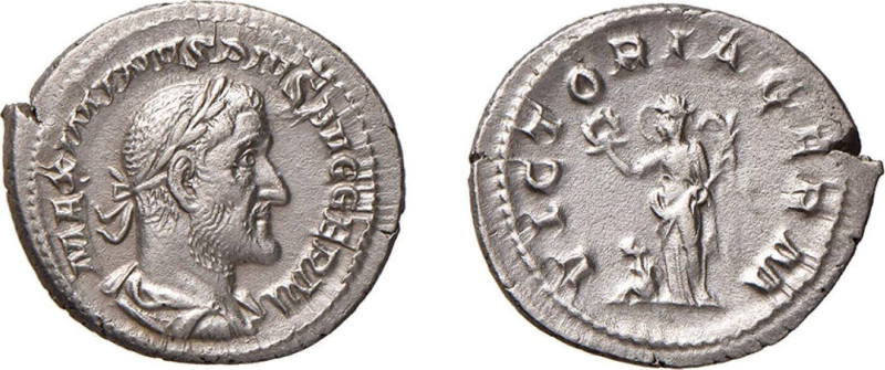 MASSIMINO I (235-238) DENARIO - D/Busto drappeggiato e laureato a d. MAXIMINVS P...