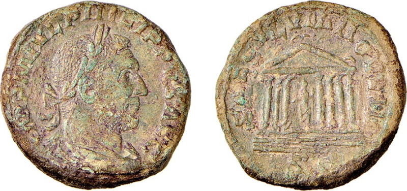 FILIPPO I (244-249) SESTERZIO gr.19 - D/Busto a d. laureato IMP M IVL PHILIPPVS ...