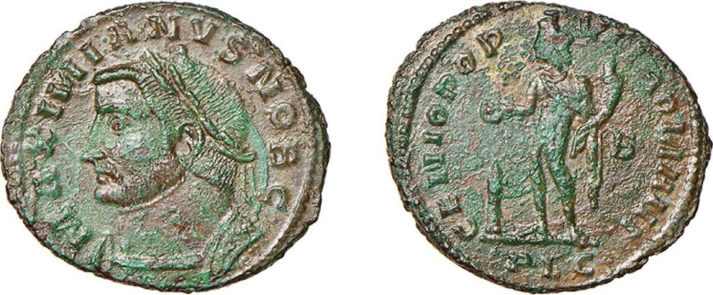 MASSIMIANO ERCOLE (285-310) FOLLIS - Zecca Lione - D/Busto corazzato e radiato a...