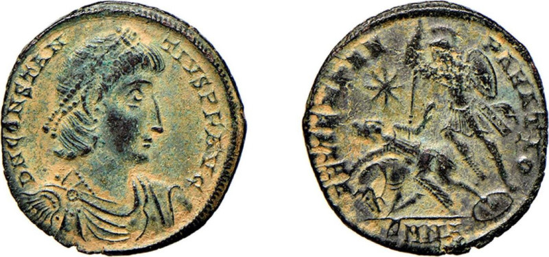 COSTANZO II (337- 361) MAIORINA gr.4,8 - Zecca Antiochia -D/Busto diademato, dra...