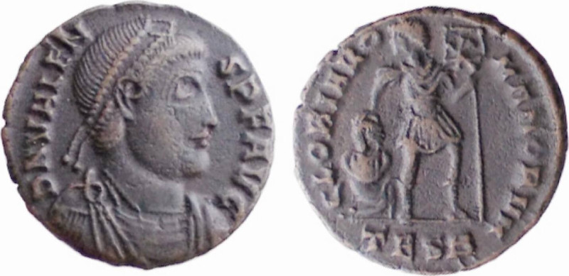 VALENTE (364-378) FOLLIS - Zecca Thessalonica -D/Busto diademato e drappeggiato ...