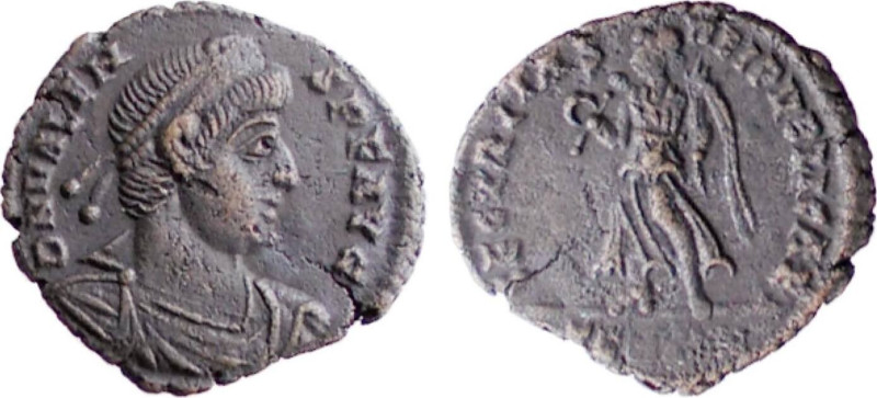 VALENTE (364-378) FOLLIS - D/Busto diademato, drappeggiato e corazzato a d. DN V...