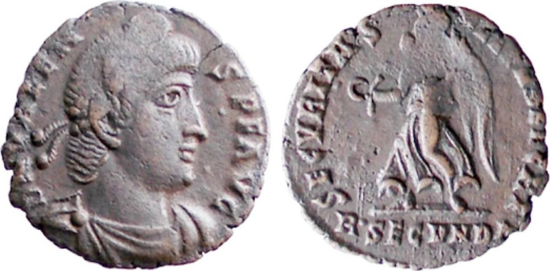 VALENTE (364-378) FOLLIS - Zecca Roma -D/Busto diademato, drappeggiato e corazza...