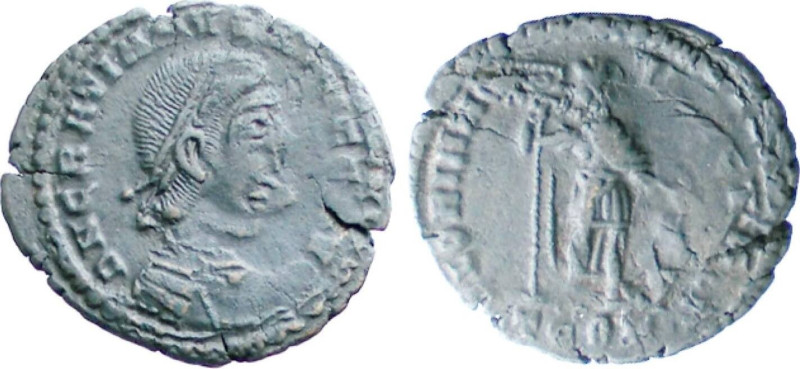 GRAZIANO (375-383) FOLLIS - Zecca Arles -D/Busto diademato, drappeggiato e coraz...