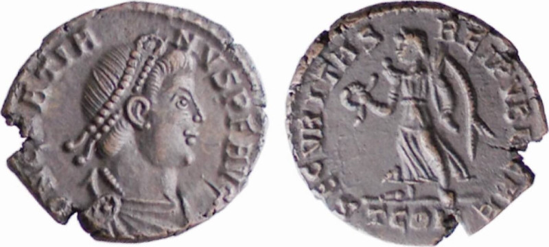 GRAZIANO (375-383) FOLLIS - Zecca Arles -D/Busto diademato e drappeggiato a d. D...