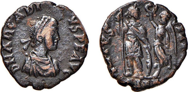 ARCADIO (383-408) BRONZO gr.2,3 - D/Busto drappeggiato e diademato a d. D N ARCA...