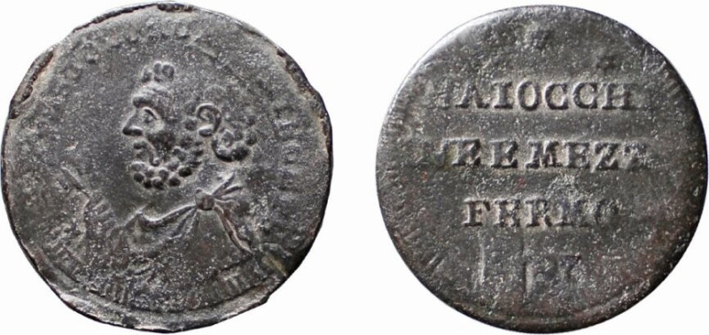 FERMO - PIO VI (1775-1799) SAMPIETRINO DA 2,5 BAJ 1797 - D/Il valore *** = BAIOC...