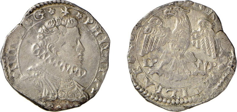 MESSINA - FILIPPO IV (1621-1664) 4 TARI’ Anno 1648 - D/Busto con gorgiera a d. R...