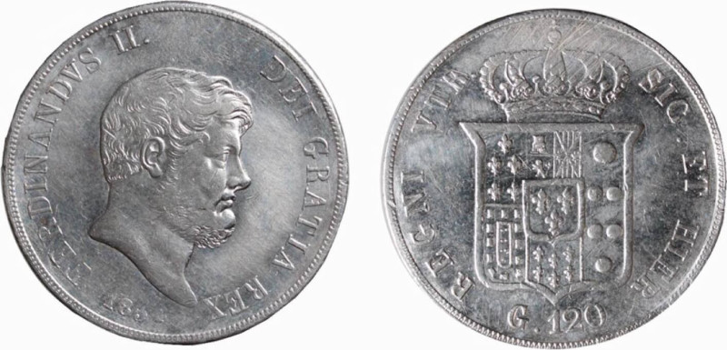 NAPOLI - FERDINANDO II (1830 - 1859) 120 GRANA - ANNO 1854 -D/Testa nuda del re ...