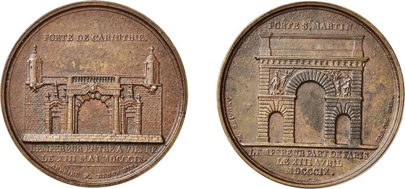 NAPOLEONE I (1804-1814) Anno 1809 - MEDAGLIA AE - ENTRATA A VIENNA - D/Porta di ...