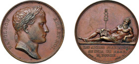 NAPOLEONE I (1804-1814) MEDAGLIA AE - Anno 1809 Battaglia della Raab di Andrieu Dubois - D/ Testa laureata a d. R/Il Raab sdraiato a s. con la mano d....