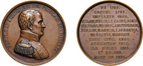 NAPOLEONE I (1804-1814) MEDAGLIA AE ANNO 1834 - MEMORIA DI NAPOLEONE DI CAQUÉ - D/Busto di Napoleone in uniforme con testa nuda a d. R/Scritta in 12 r...