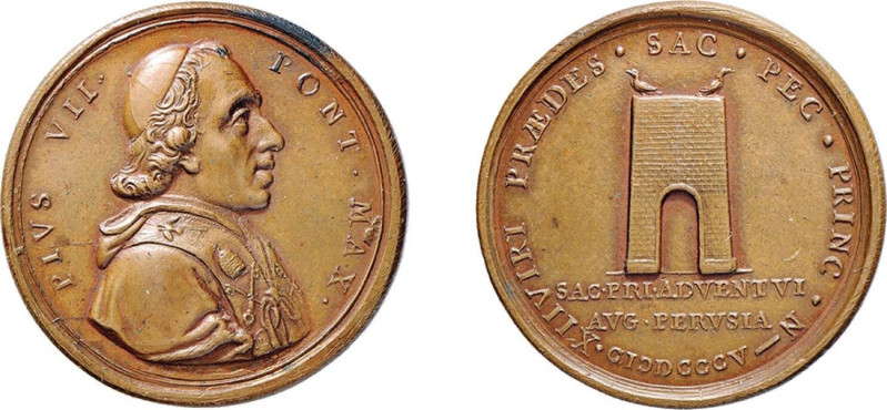 PERUGIA - PIO VII (1800-1823) MEDAGLIA AE - ANNO 1805 - Visita del Pontefice a P...