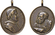 ROMA - PIO IX (1846-1878) MEDAGLIA AE OVALE CON ANELLO - ANNO I - D/Busto del Pontefice a d. PIUS IX PONT. OPT. MAX. ANNO I R/Busto di San Pietro a s....