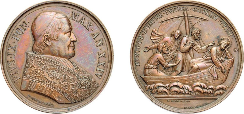 ROMA - PIO IX (1846-1878) MEDAGLIA AE - ANNO XXIV - Difesa dei diritti della Chi...