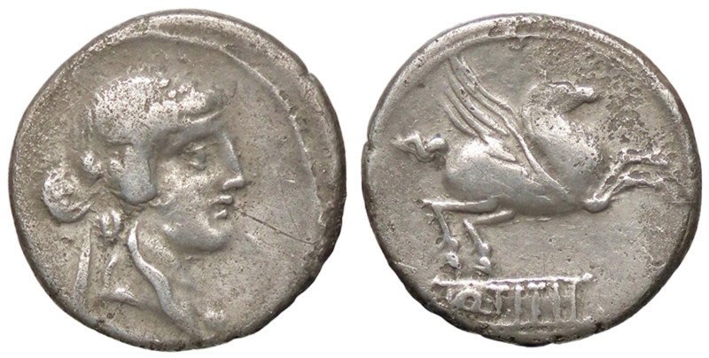 ROMANE REPUBBLICANE - TITIA - Q. Titius (90 a.C.) - Denario B. 2; Cr. 341/2 (AG ...