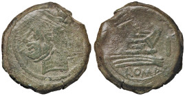 ROMANE REPUBBLICANE - VALERIA - Val (169-158 a.C.) - Asse Cr. 191/1 (AE g. 31,37) Ribattuto

Status: meglio di MB

 Ribattuto