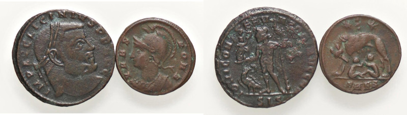 ROMANE IMPERIALI - Licinio I (308-324) - Follis (MI g. 3,18) Assieme a AE3 epoca...