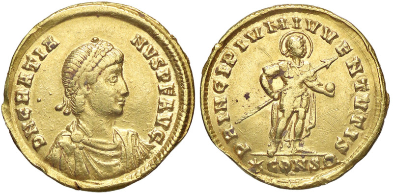ROMANE IMPERIALI - Graziano (367-383) - Solido (Costantinopoli) RIC 24 (AU g. 4,...