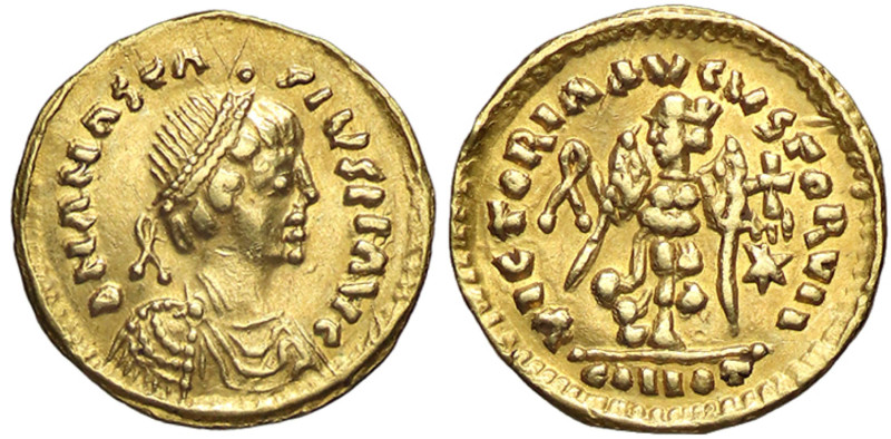 BARBARICHE - OSTROGOTI - Baduila (541-552) - Tremisse (a nome di Anastasio, Tici...