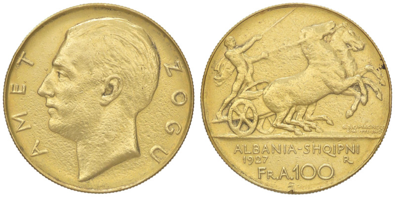 ESTERE - ALBANIA - Zogu I (1925-1939) - 100 Franchi 1927 Mont. 10 R (AU g. 32,28...