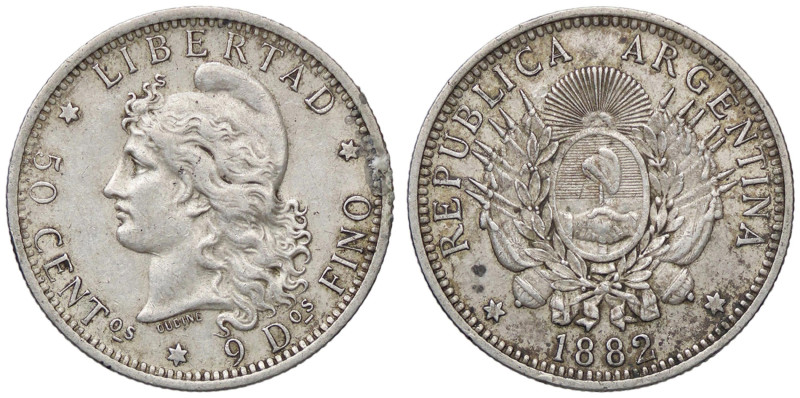 ESTERE - ARGENTINA - Repubblica - 50 Centavos 1882 AG

Status: BB+