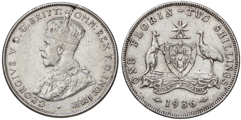 ESTERE - AUSTRALIA - Giorgio V (1910-1936) - Fiorino 1936 Kr. 27 NC AG Colpetto...